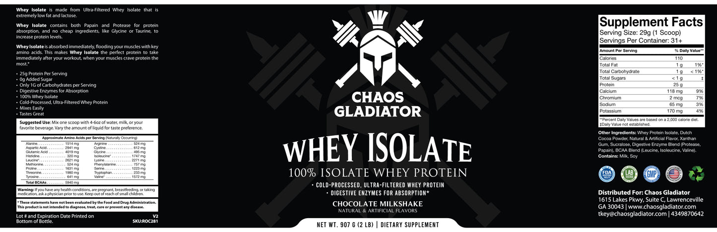 2 lb CHOCOLATE MILKSHAKE ISOLATE WHEY PROTEIN